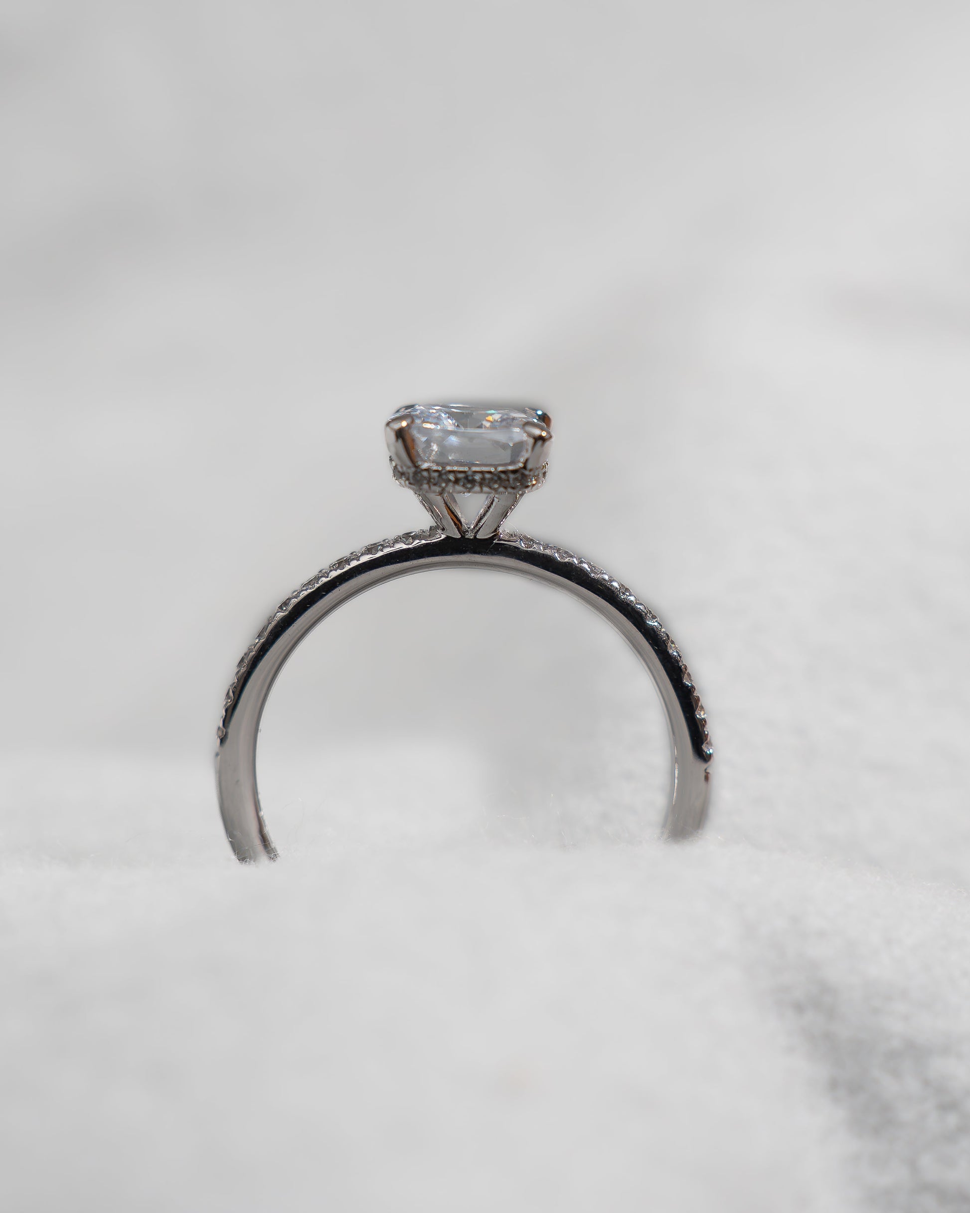 Cushion Platinum Lab Grown Diamond Set Shoulders (Hidden Halo) - Lester & Brown