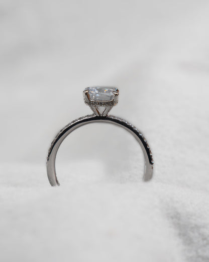 Cushion Platinum Lab Grown Diamond Set Shoulders (Hidden Halo) - Lester & Brown