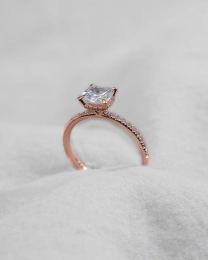 Cushion Rose Gold Lab Grown Diamond Set Shoulders (Hidden Halo) - Lester & Brown