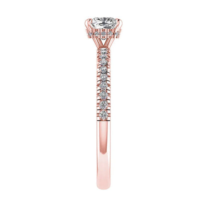 Cushion Rose Gold Lab Grown Diamond Set Shoulders (Hidden Halo) - Lester & Brown