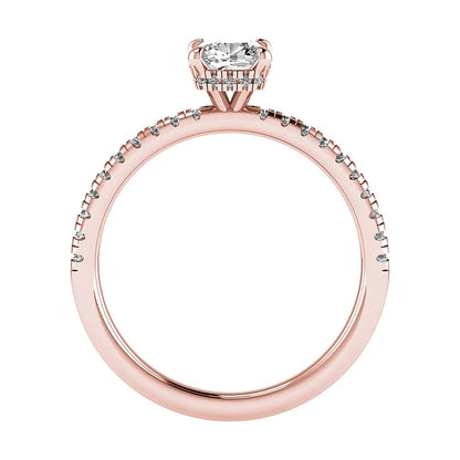 Cushion Rose Gold Lab Grown Diamond Set Shoulders (Hidden Halo) - Lester & Brown
