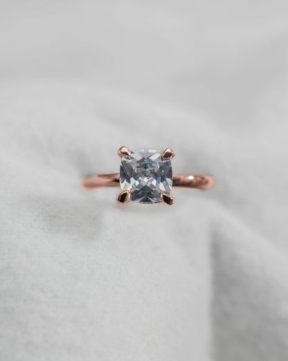 Cushion Rose Gold Lab Grown Solitaire (Hidden Halo) - Lester & Brown