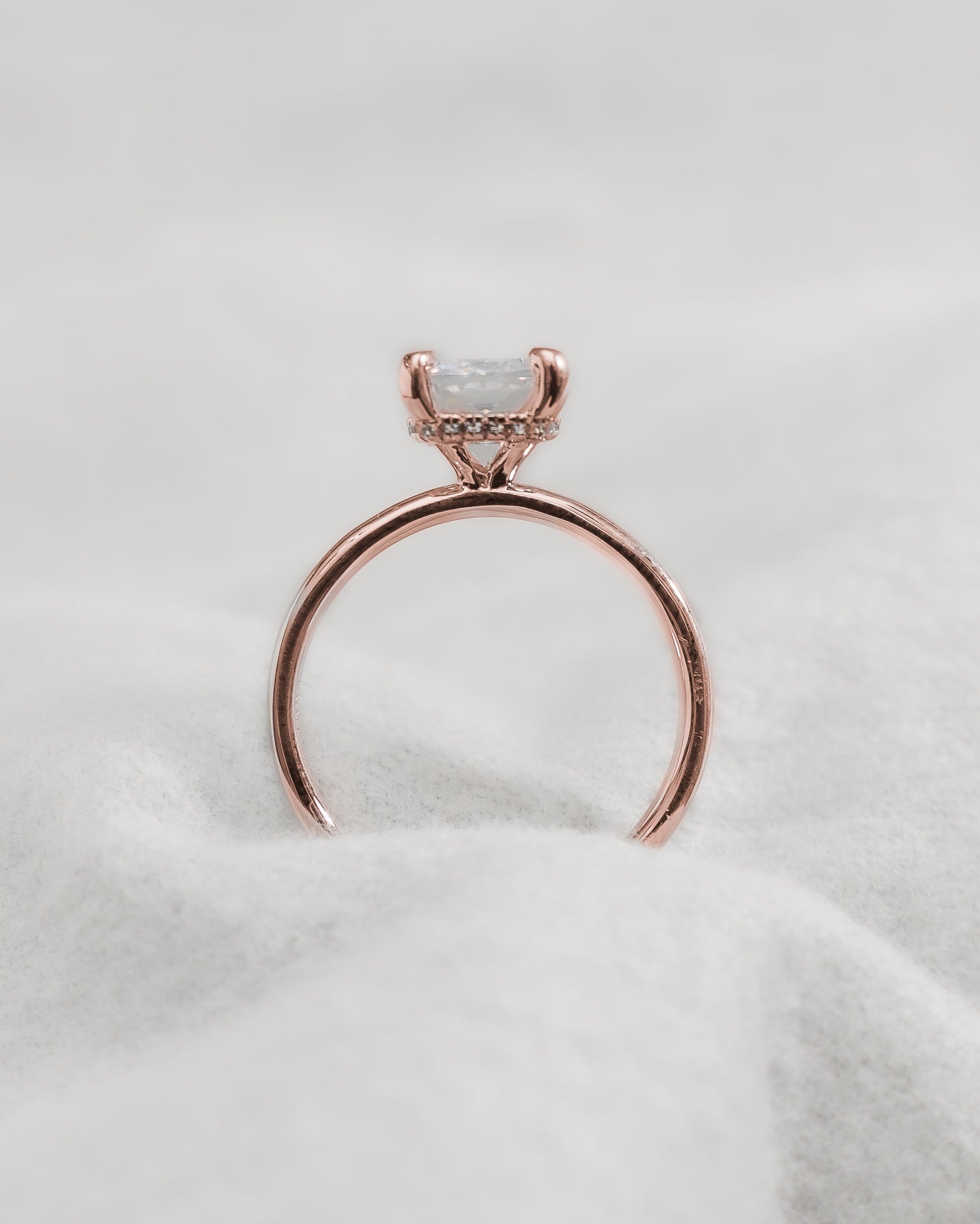 Cushion Rose Gold Lab Grown Solitaire (Hidden Halo) - Lester & Brown