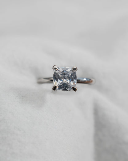 Cushion White Gold Lab Grown Solitaire (Hidden Halo) - Lester & Brown