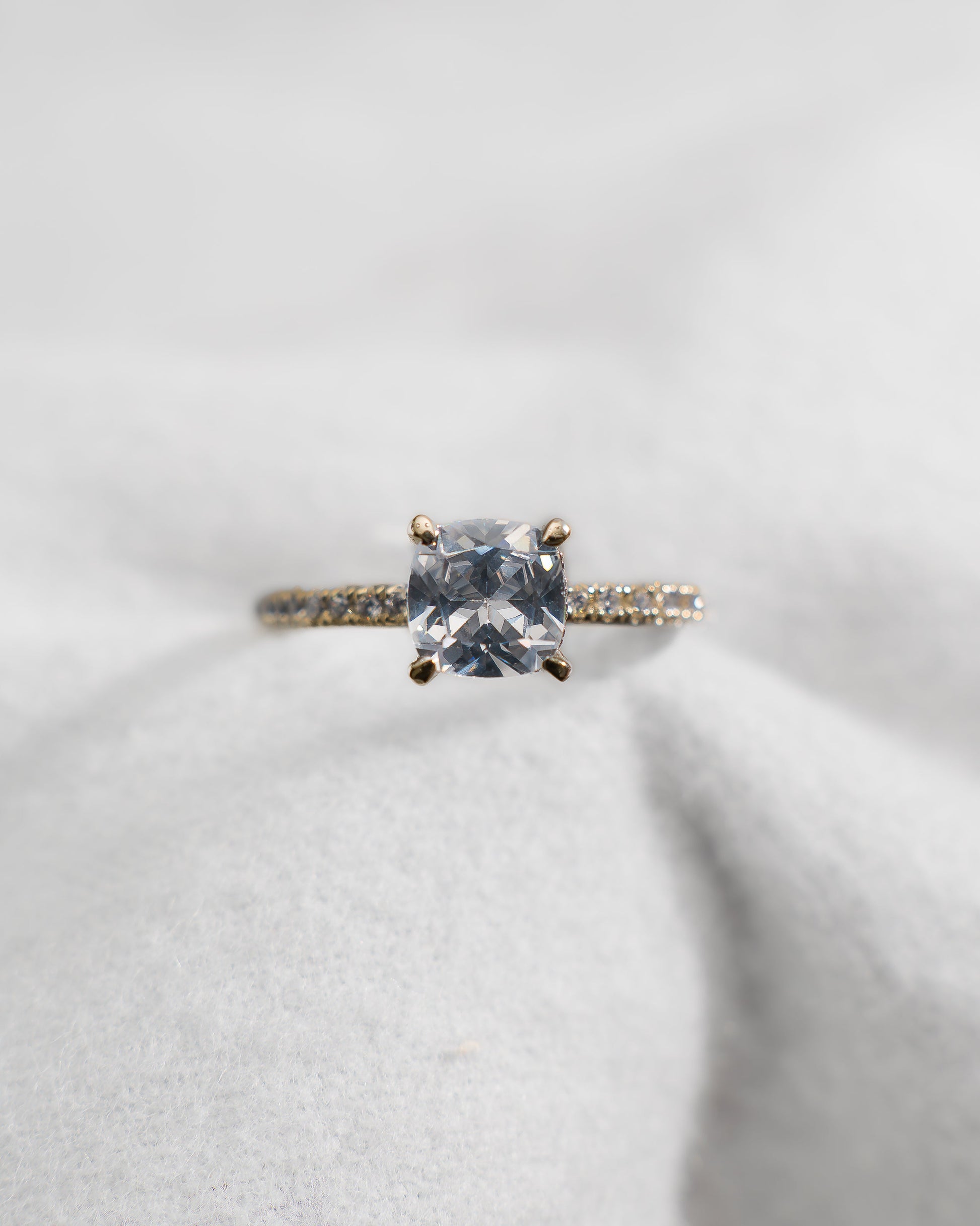 Cushion Yellow Gold Lab Grown Diamond Set Shoulders (Hidden Halo) - Lester & Brown