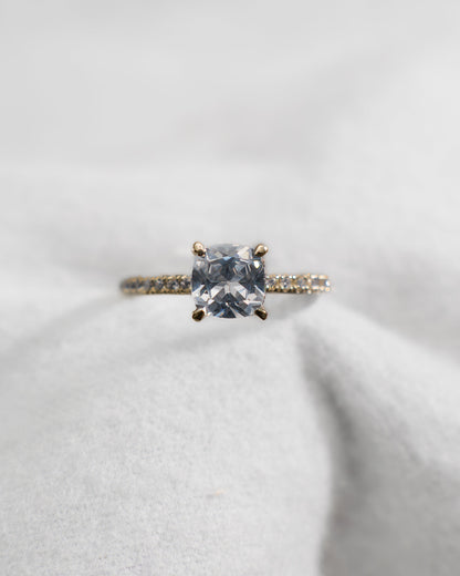 Cushion Yellow Gold Lab Grown Diamond Set Shoulders (Hidden Halo) - Lester & Brown