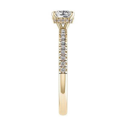 Cushion Yellow Gold Lab Grown Diamond Set Shoulders (Hidden Halo) - Lester & Brown