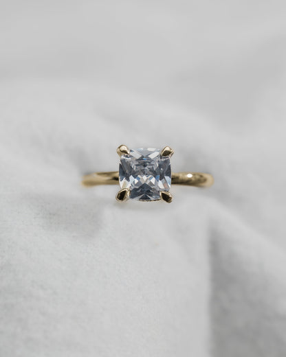 Cushion Yellow Gold Lab Grown Solitaire (Hidden Halo) - Lester & Brown