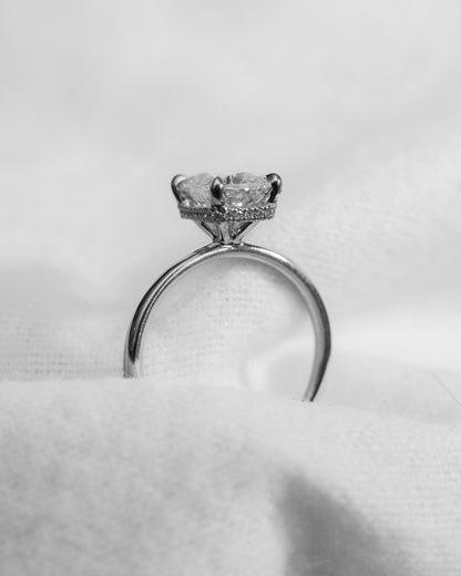 Elongated Cushion Lab Grown Diamond (Hidden Halo) | 18K White Gold - Lester & Brown