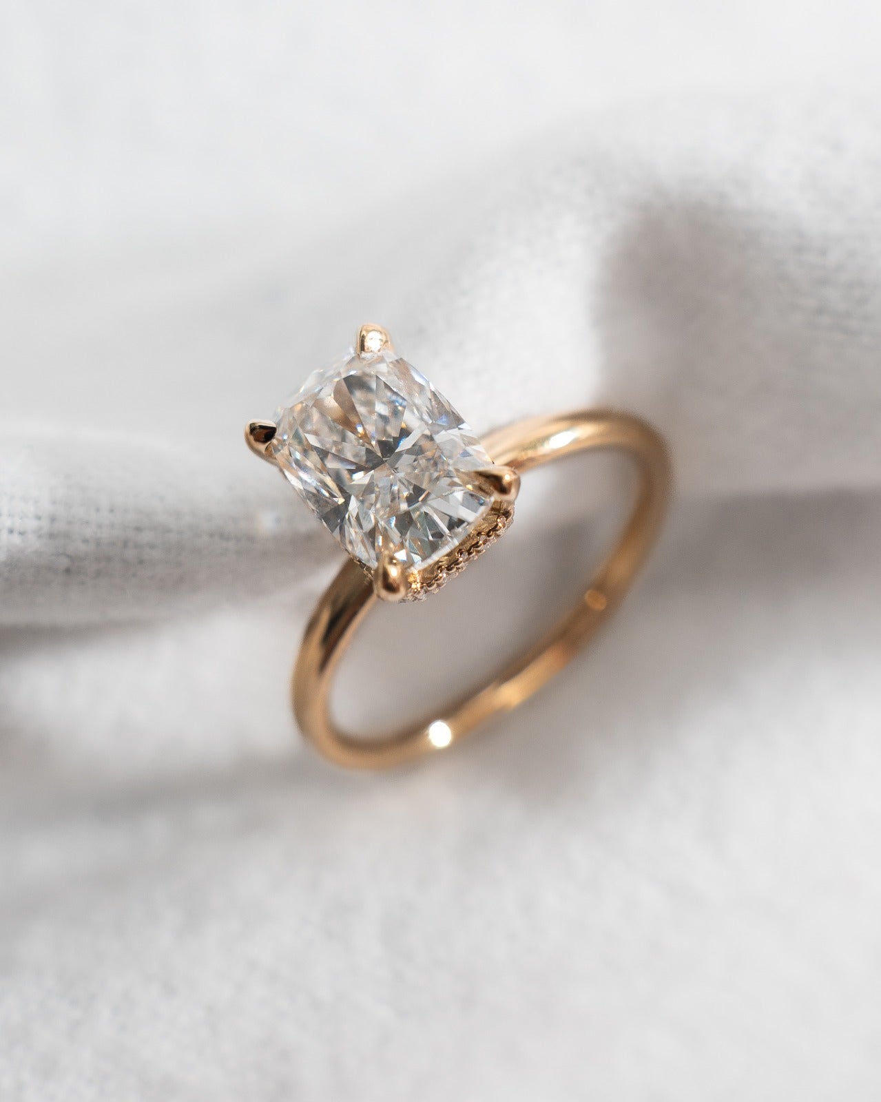 Elongated Cushion Lab Grown Diamond (Hidden Halo) | 18K Yellow Gold - Lester & Brown