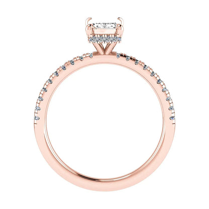 Emerald 18K Rose Gold Lab Grown Diamond Set Shoulders (Hidden Halo) - Lester & Brown