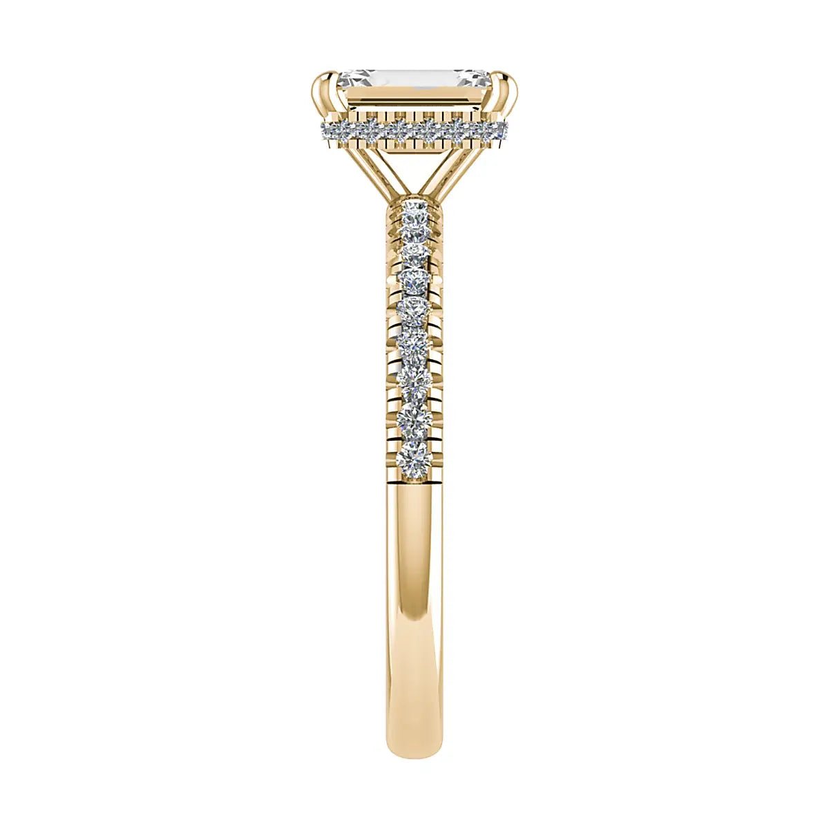 Emerald 18K Yellow Gold Lab Grown Diamond Set Shoulders (Hidden Halo) - Lester & Brown