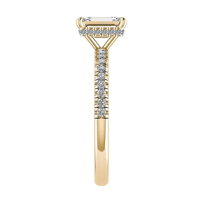 Emerald 18K Yellow Gold Lab Grown Diamond Set Shoulders (Hidden Halo) - Lester & Brown
