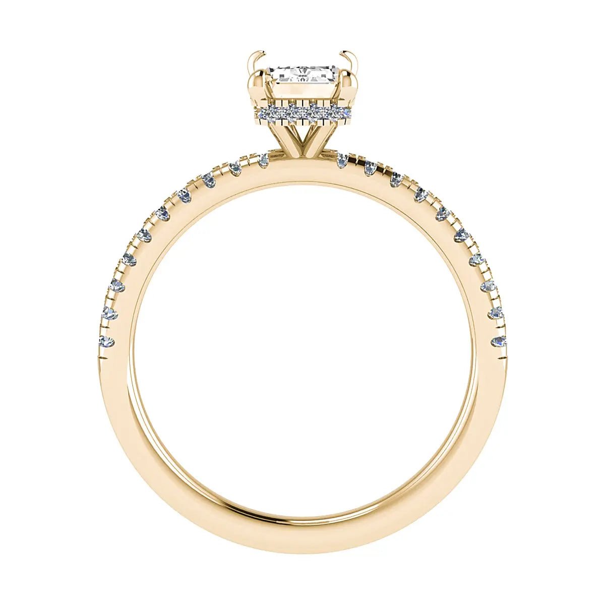 Emerald 18K Yellow Gold Lab Grown Diamond Set Shoulders (Hidden Halo) - Lester & Brown