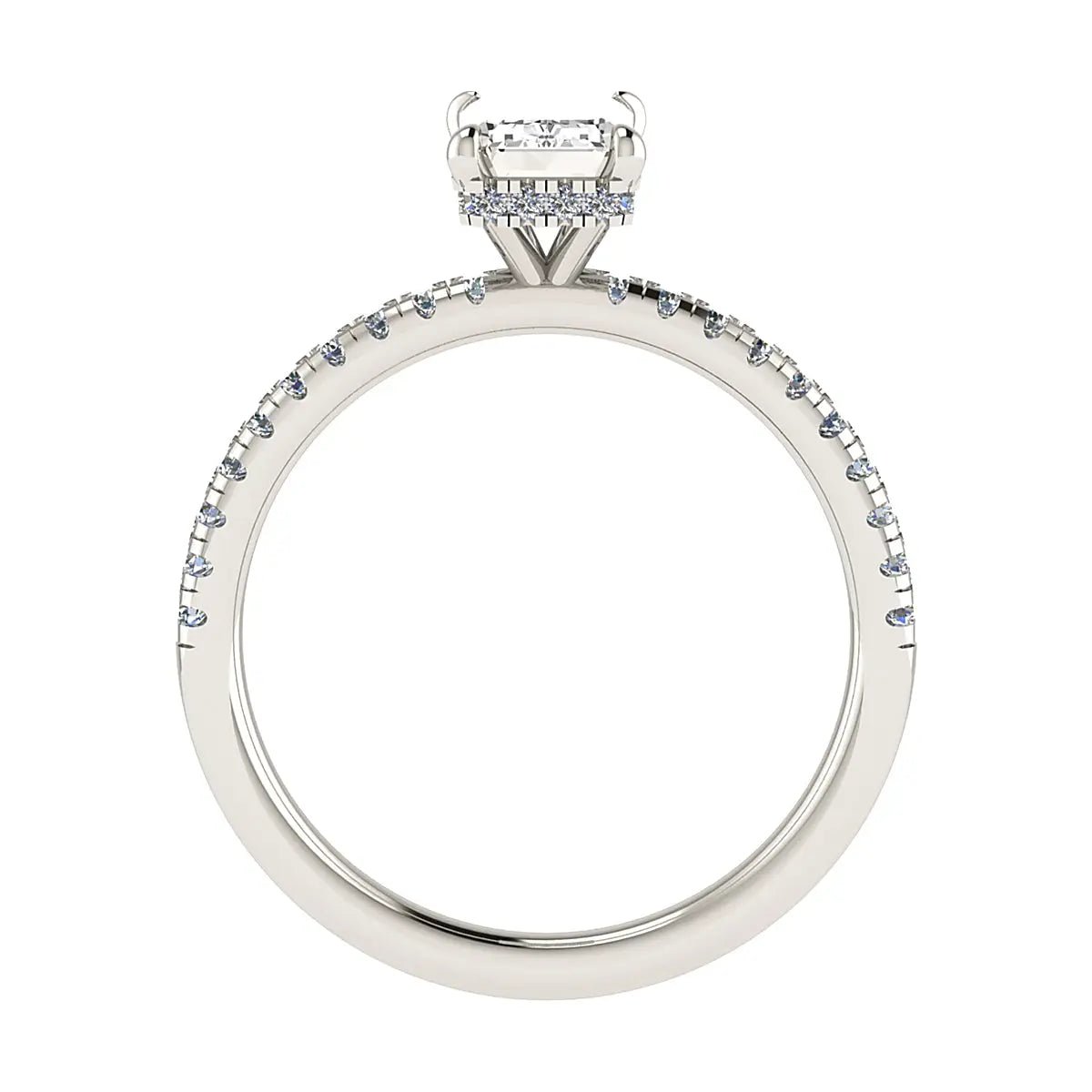 Emerald Platinum Lab Grown Diamond Set Shoulders (Hidden Halo) - Lester & Brown