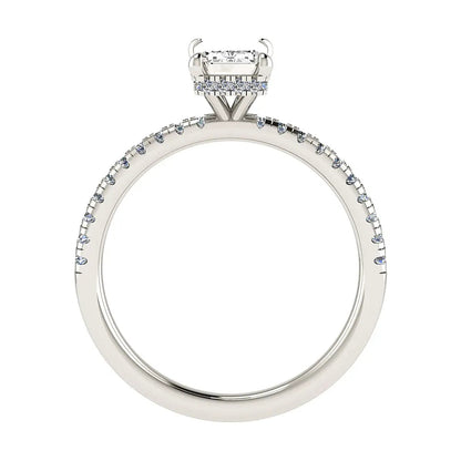 Emerald Platinum Lab Grown Diamond Set Shoulders (Hidden Halo) - Lester & Brown