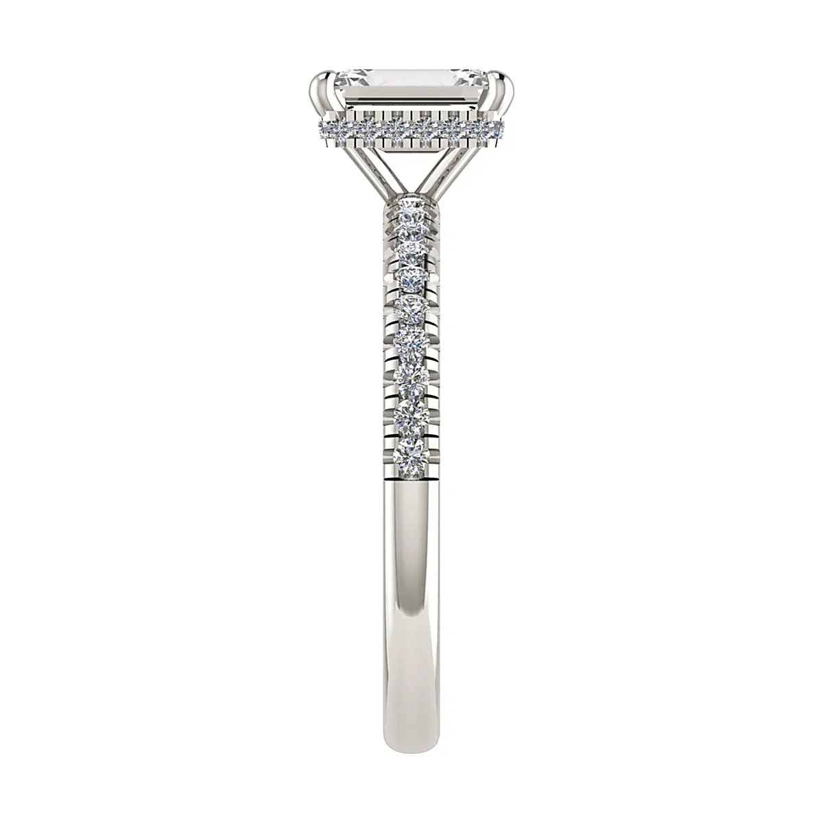 Emerald Platinum Lab Grown Diamond Set Shoulders (Hidden Halo) - Lester & Brown