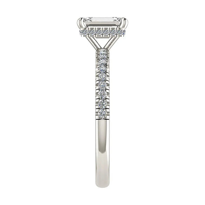 Emerald Platinum Lab Grown Diamond Set Shoulders (Hidden Halo) - Lester & Brown