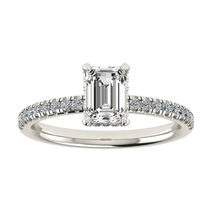 Emerald Platinum Lab Grown Diamond Set Shoulders (Hidden Halo) - Lester & Brown