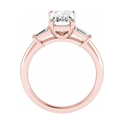 Emerald & Tapered Baguette 18K Rose Gold Lab Grown Diamond Trilogy - Lester & Brown