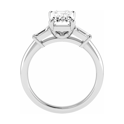Emerald & Tapered Baguette 18K White Gold Lab Grown Diamond Trilogy - Lester & Brown