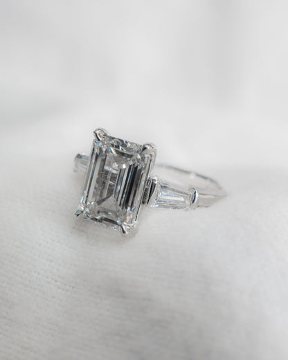 Emerald & Tapered Baguette 18K White Gold Lab Grown Diamond Trilogy - Lester & Brown
