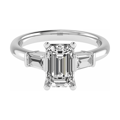 Emerald & Tapered Baguette 18K White Gold Lab Grown Diamond Trilogy - Lester & Brown