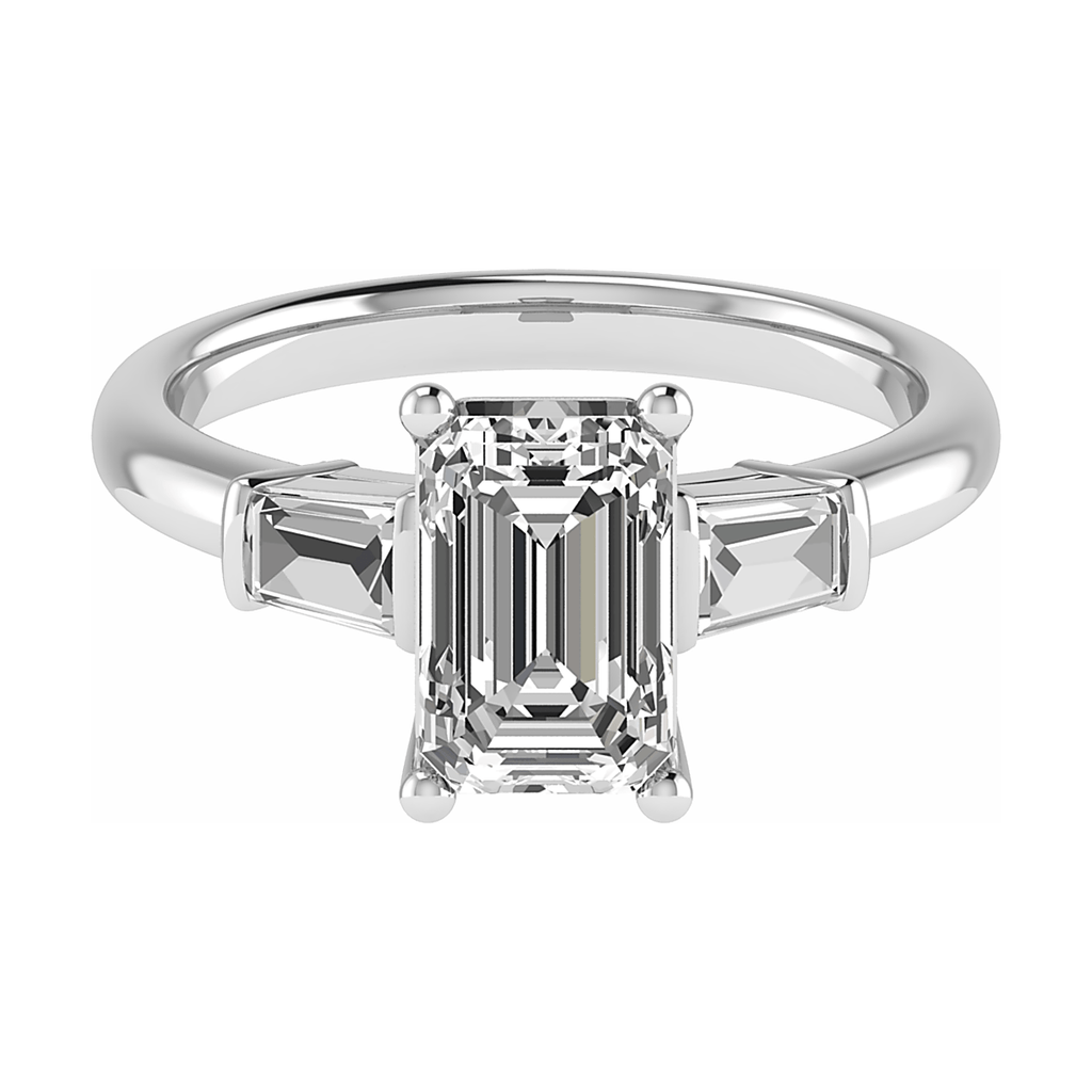 Emerald & Tapered Baguette Platinum Lab Grown Diamond Trilogy - Lester & Brown