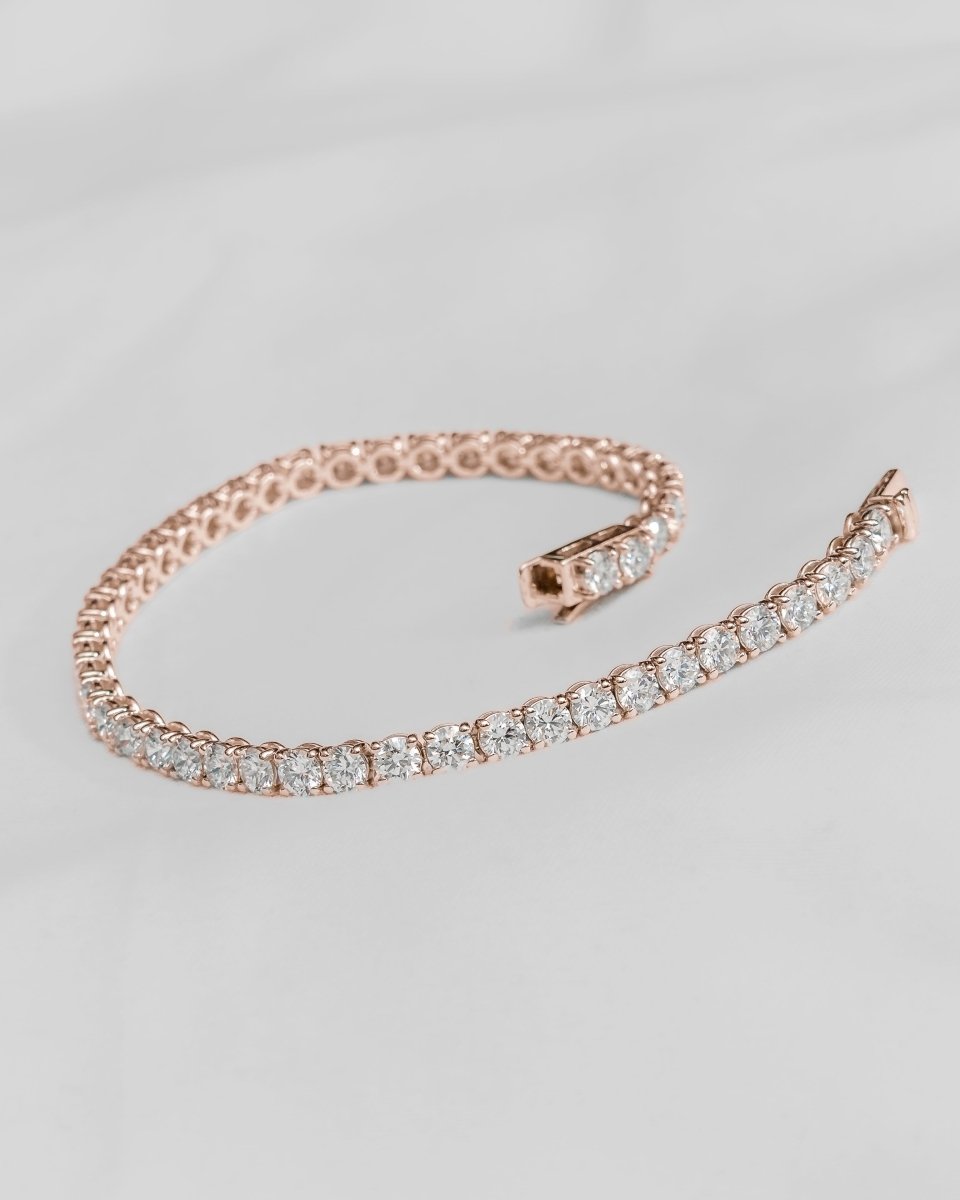 Lab - grown 8.00ct Round Diamond Tennis Bracelet | 18k Rose Gold - Lester & Brown