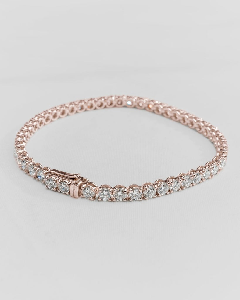 Lab - grown 8.00ct Round Diamond Tennis Bracelet | 18k Rose Gold - Lester & Brown