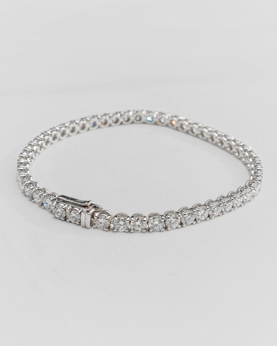 Lab - grown 8.00ct Round Diamond Tennis Bracelet | 18k White Gold - Lester & Brown
