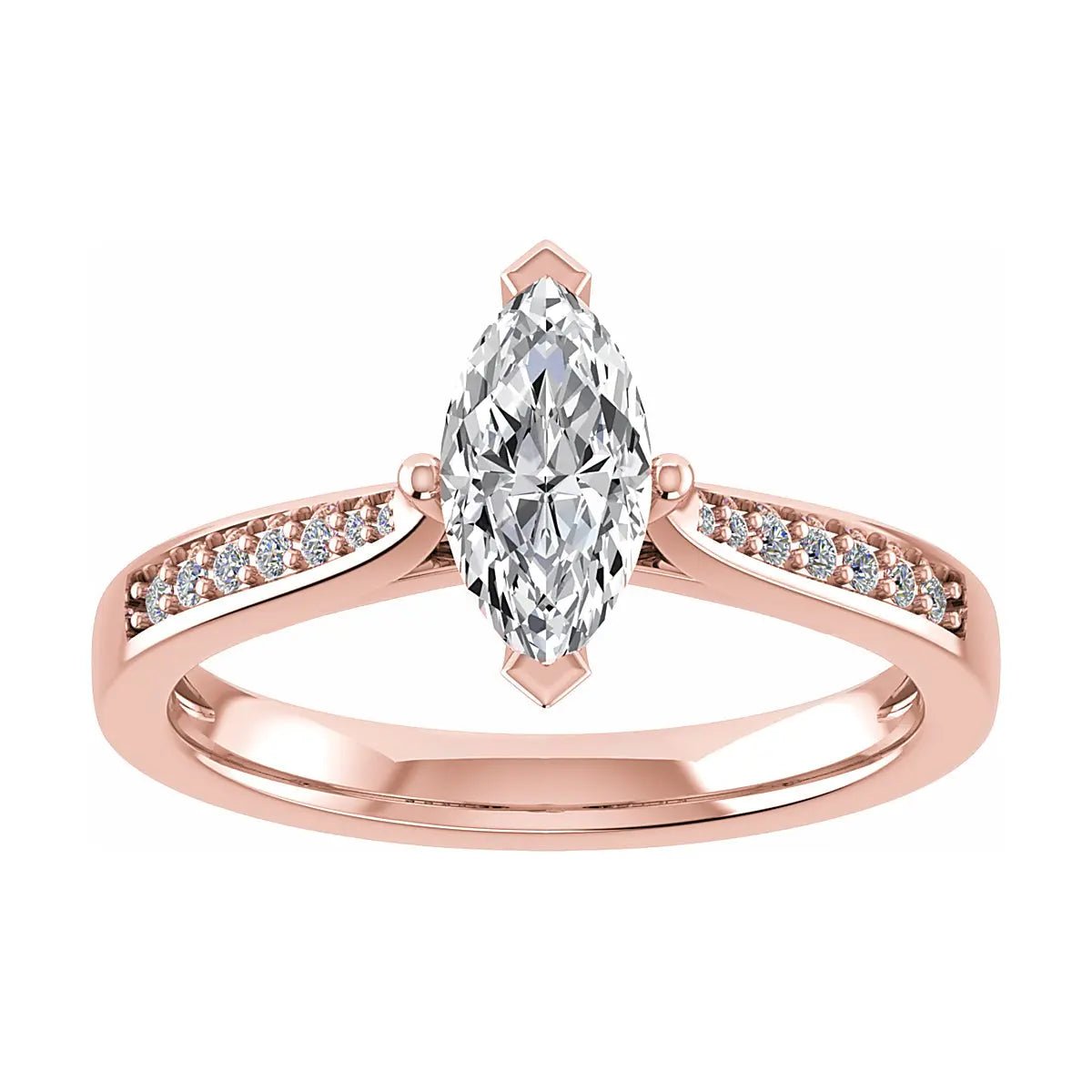 Marquise 18k Rose Gold Lab Grown Diamond Set Shoulders - Lester & Brown