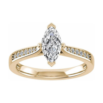 Marquise 18k Yellow Gold Lab Grown Diamond Set Shoulders - Lester & Brown