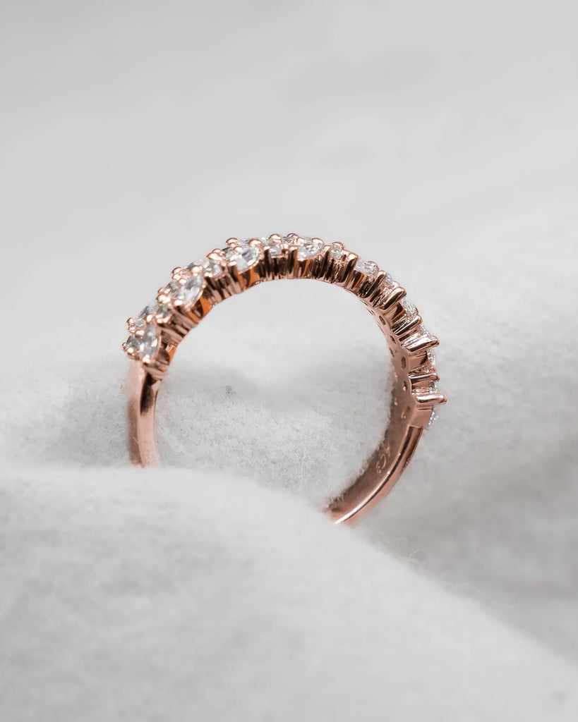 Marquise And Round 18K Rose Gold Lab Grown Multi Stone Diamond Ring - Lester & Brown