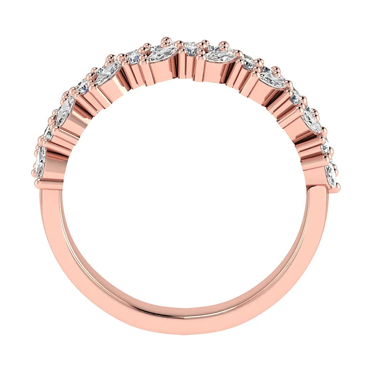 Marquise And Round 18K Rose Gold Lab Grown Multi Stone Diamond Ring - Lester & Brown