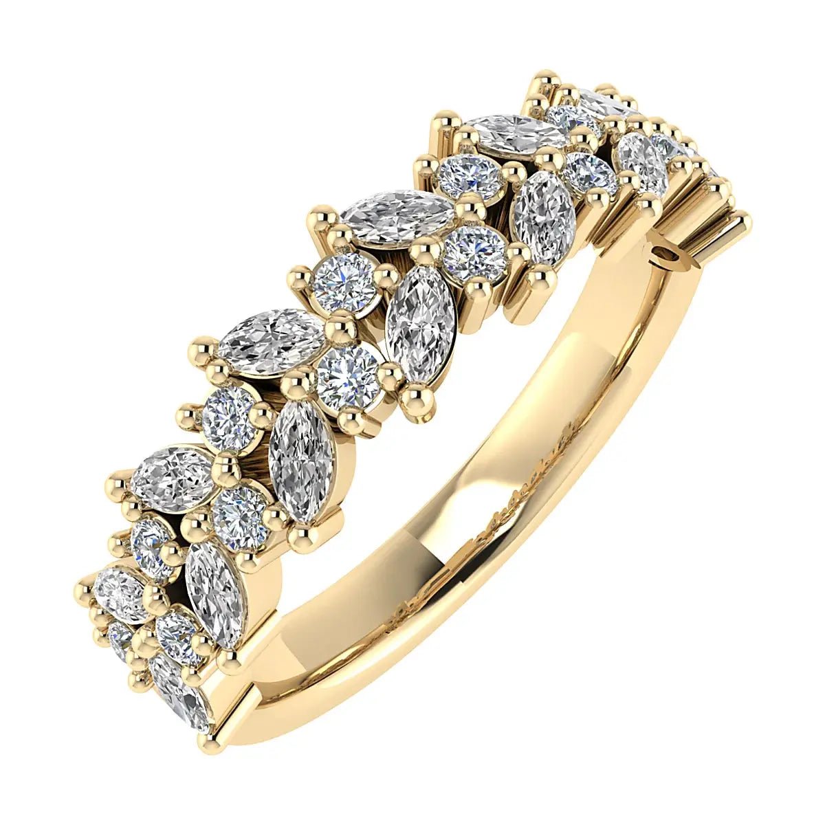 Marquise And Round 18K Yellow Gold Lab Grown Multi Stone Diamond Ring - Lester & Brown