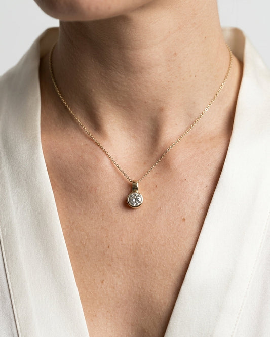 Solitaire Pendant Necklace — Luxury Bridal Jewelry Close-up | Generated by Modelize
