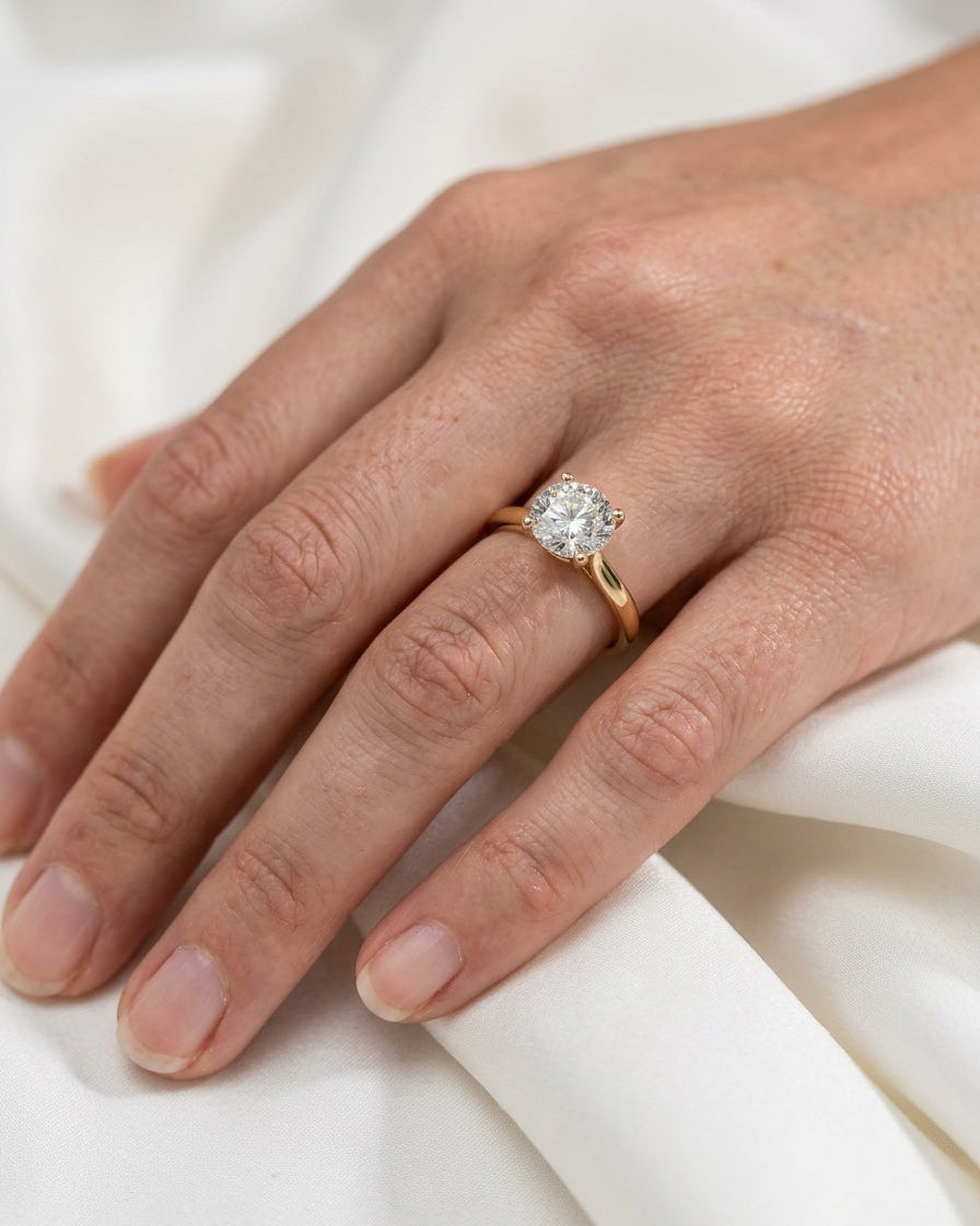 Solitaire Diamond Ring — Luxury Bridal Jewelry Close-up | Generated by Modelize