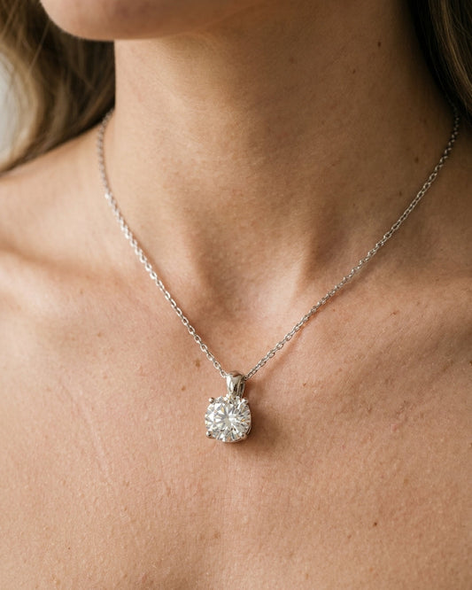 Solitaire Pendant Necklace — Luxury Bridal Jewelry Close-up | Generated by Modelize
