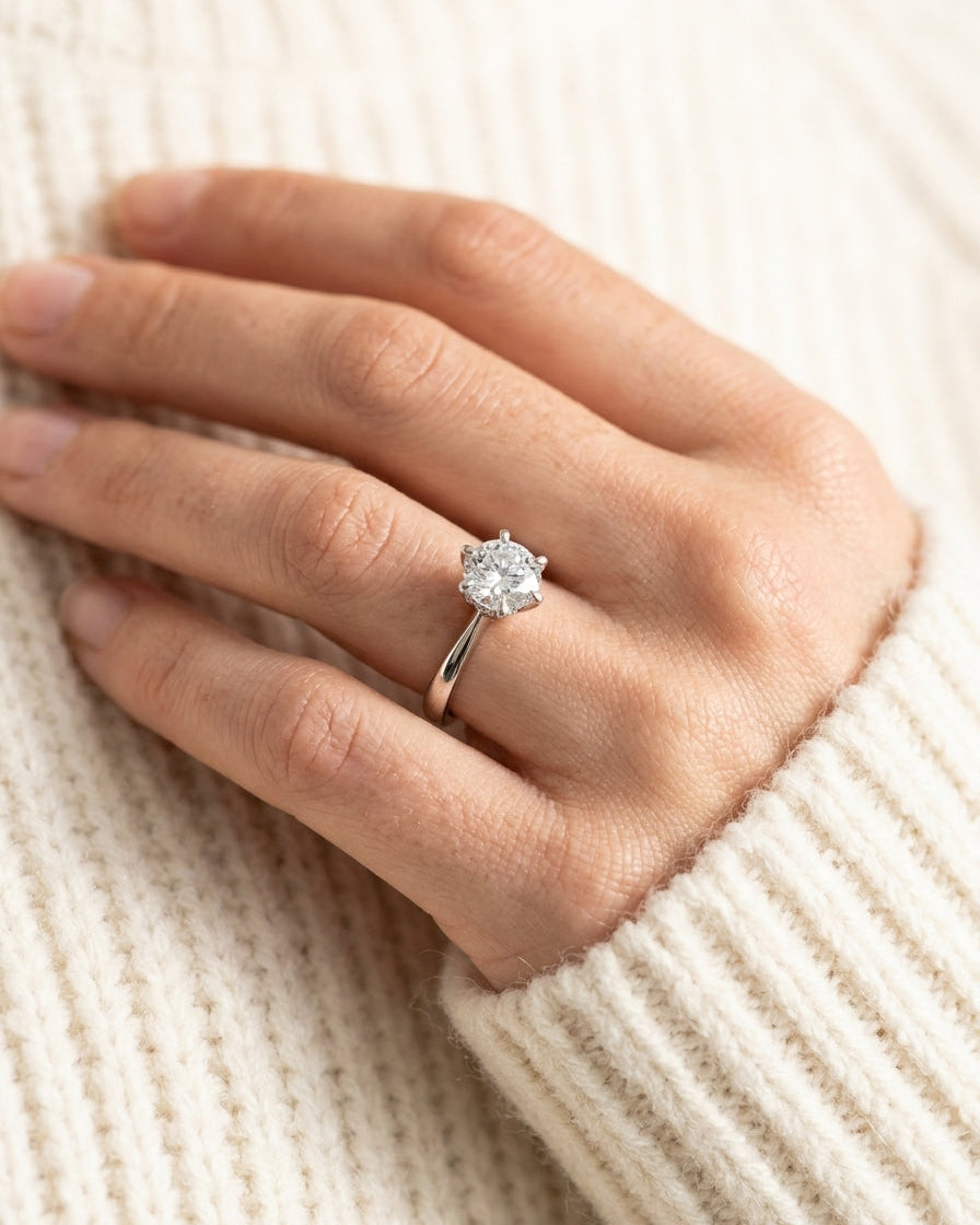Solitaire Diamond Ring — Luxury Bridal Jewelry Close-up | Generated by Modelize