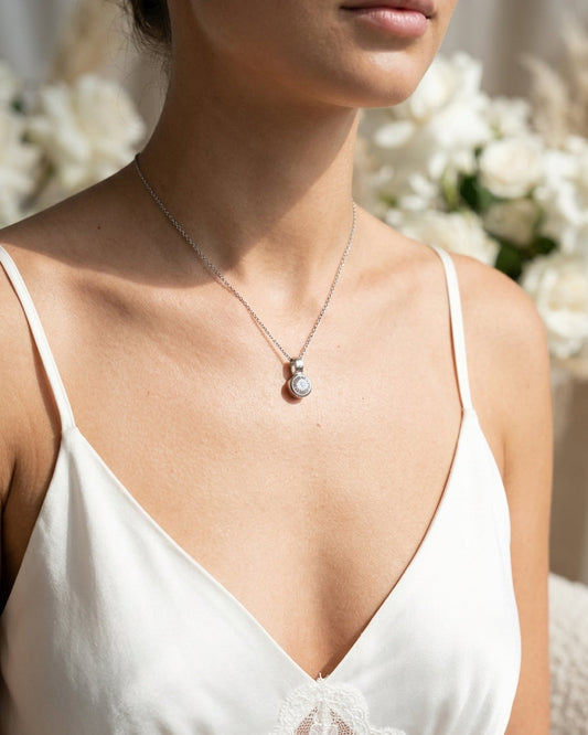 Pendant Necklace — Luxury Bridal Jewelry Close-up | Generated by Modelize