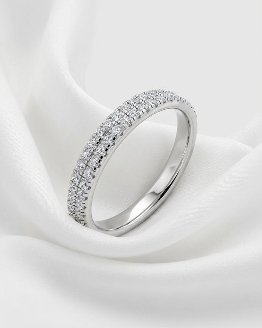 Double-row diamond band ring — Minimalist White Cloth Jewelry Set | Generated by Modelize