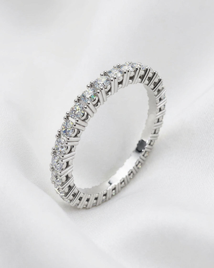 Diamond Eternity Band — Minimalist White Cloth Jewelry Set | Generated by Modelize