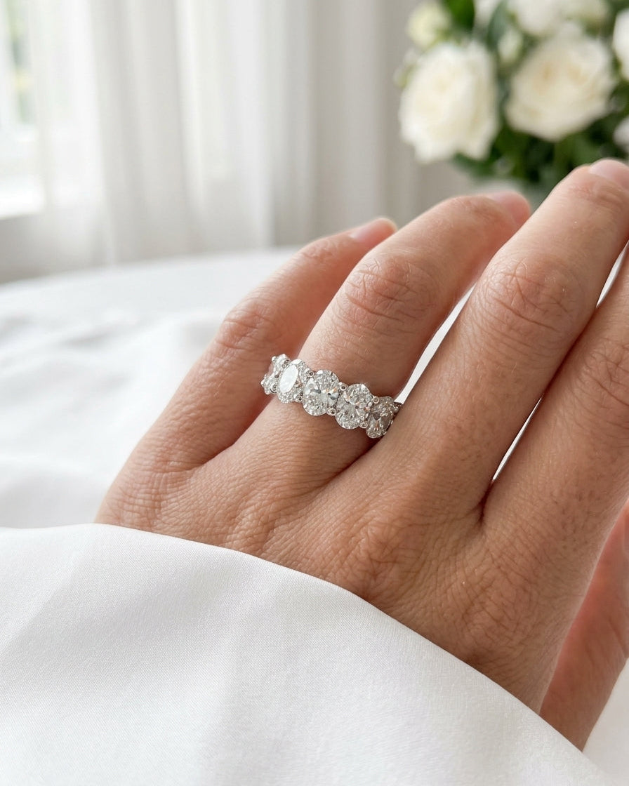 Diamond eternity ring — Luxury Bridal Jewelry Close-up | Generated by Modelize