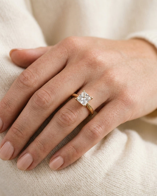 Princess-cut solitaire ring — Luxury Bridal Jewelry Close-up | Generated by Modelize