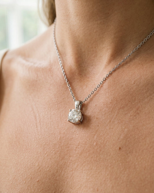 Solitaire Pendant Necklace — Luxury Bridal Jewelry Close-up | Generated by Modelize