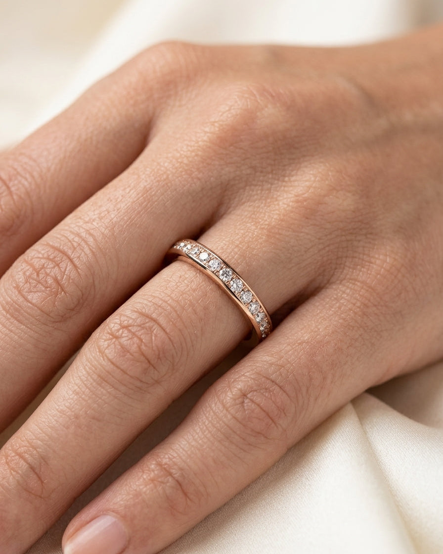 Diamond Eternity Band — Luxury Bridal Jewelry Close-up | Generated by Modelize