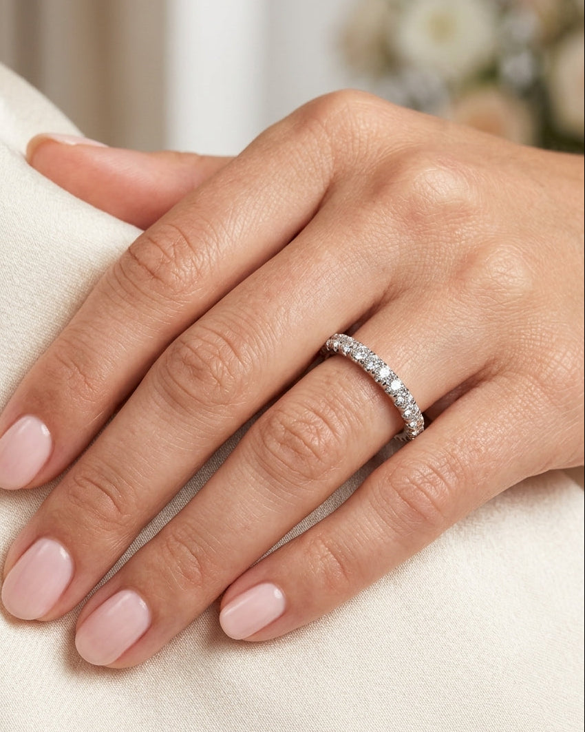 Diamond band ring — Luxury Bridal Jewelry Close-up | Generated by Modelize