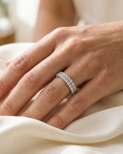 Double-row diamond band — Luxury Bridal Jewelry Close-up | Generated by Modelize