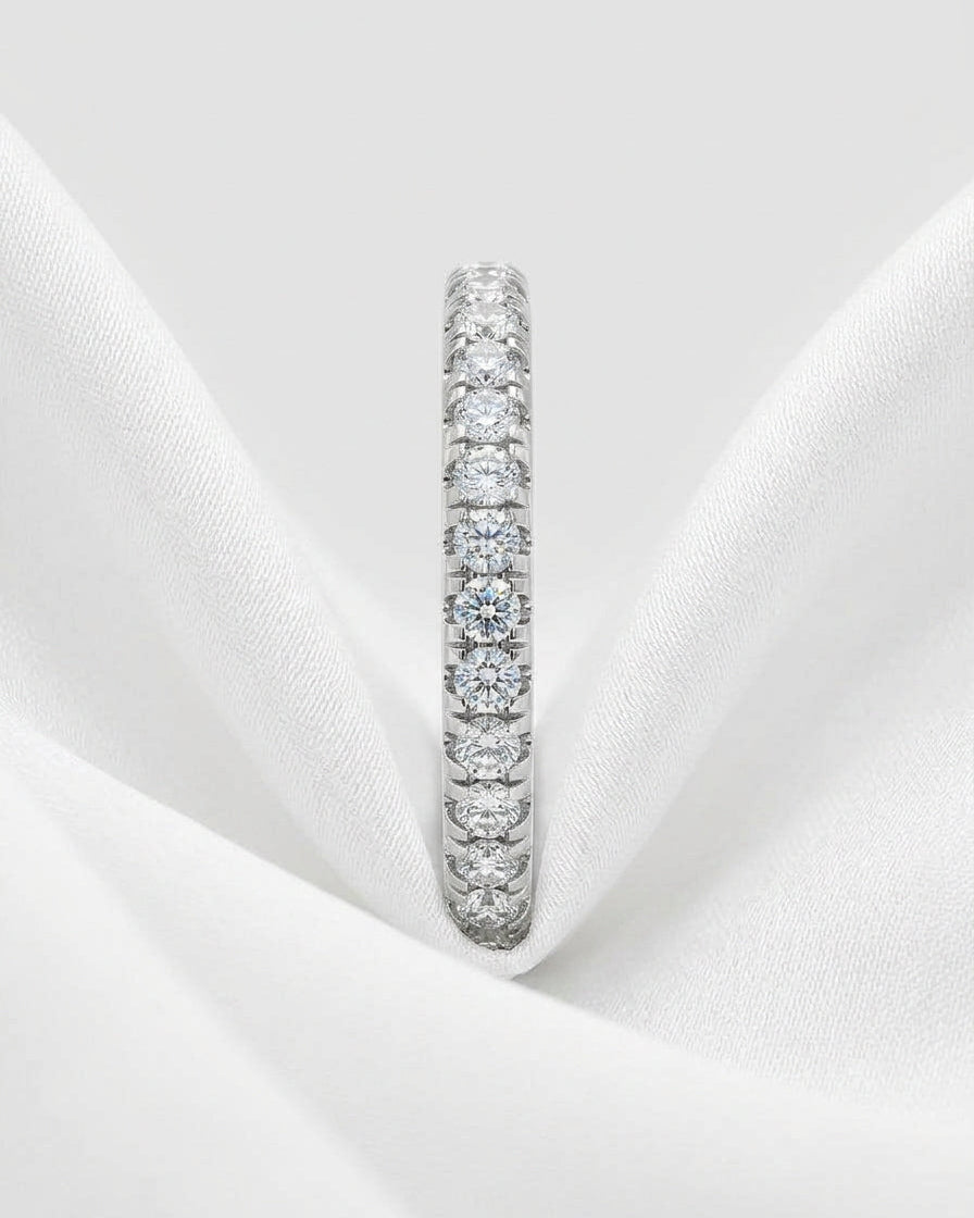 Diamond eternity ring — Minimalist White Cloth Jewelry Set | Generated by Modelize